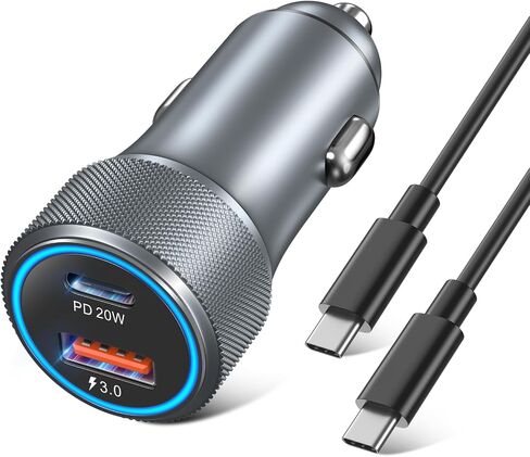 USB C Car Charger 36W, OKRAY 2-Port Car Phone Charger PD&QC3.0 Fast Charging Type C Car Charger 12v Cigarette Lighter Adapter with 4FT USB C Cable for iPhone 16 15 Pro Max, Samsung Galaxy S25 S24 A16 in Kuwait