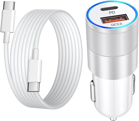 USB C Car Charger 36W ، OKRAY 2-Port Car Phone Charger PD & QC3.0 شحن سريع من نوع C Car Charger 12V Lighter Wighter مع كابل USB C 4ft لـ iPhone 16 15 Pro Max ، Samsung Galaxy S25 S24 A16 in Kuwait