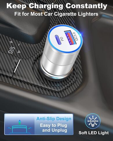 USB C Car Charger 36W ، OKRAY 2-Port Car Phone Charger PD & QC3.0 شحن سريع من نوع C Car Charger 12V Lighter Wighter مع كابل USB C 4ft لـ iPhone 16 15 Pro Max ، Samsung Galaxy S25 S24 A16 in Kuwait