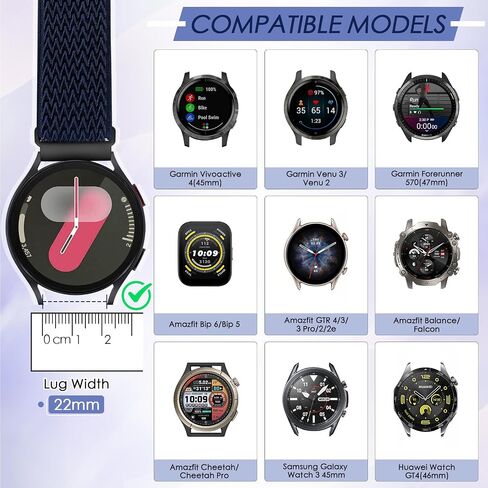 4 حزمة 22 مم نطاقات مرنة متوافقة مع Garmin Venu 3/2 ، Vivoactive 4 (45mm) ، Garmin Forerunner 570 (47mm)/255/665/945 ، Amazfit GTR 4/3/2 ، Smartwatch Band for Amazfit Bip 6/5 ، in Kuwait