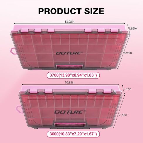 Goture Fishing Tackle Box Organizer - صندوق منظم الصيد المقاوم للماء ، فواصل قابلة للتعديل ، صندوق تخزين الصيد للمياه المالحة ، المزلاجات المزدوجة | 1 PC 3600 TOCKLE TRAY | حماية الشمس in Saudi Arabia