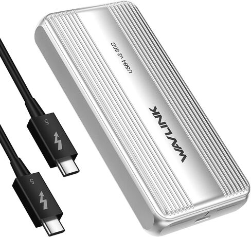 Wavlink 80GBPS M.2 NVME SSD العلبة مع مروحة التبريد متوافقة مع Thunderbolt5/USB4 V2.0 ، دعم B+M Key/M-Key NVME 2280 SSD ، العمل مع Mac M4 Pro in Kuwait