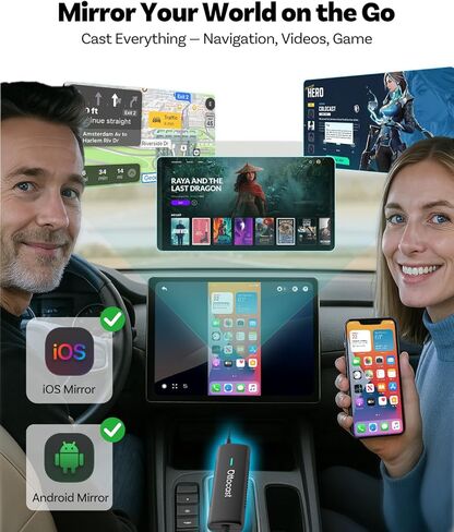OTTOCAST Mirror Touch with Wireless Carplay Adapter,Apps on Your Car Screen in Kuwait