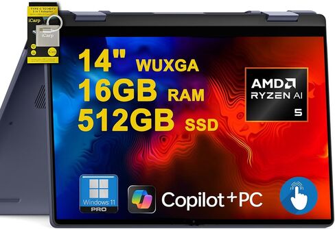 Dell Inspiron 14 7440 2-in-1 Laptop 14" WUXGA Anti-Glare Touchscreen Intel 10-core Core 7 150U (Beats i7-1355U) 16GB DDR5 1TB SSD Backlit FHD Camera ExpressCharge MaxxAudio Pro Win11Pro in Kuwait