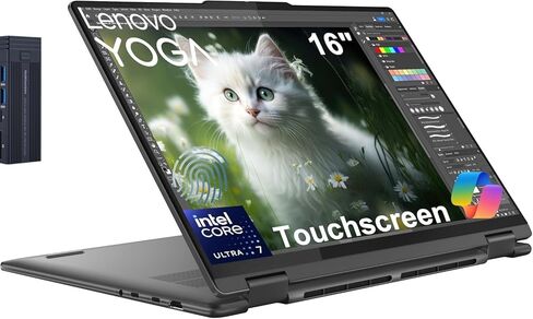Lenovo Yoga 7i 2-in-1 16 "IPS 2K شاشة تعمل باللمس المحمول ، Intel 12-Core Ultra 7 155U ، 16 جيجا بايت RAM 2TB SSD ، Wi-Fi 6e ، Bluetooth ، لوحة مفاتيح الإضاءة الخلفية ، قارئ بصمات الأصابع ، كاميرا الويب ، Windows 11 Pro ، Storm Gray in Saudi Arabia