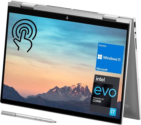 HP Envy x360 2-in-1 Laptop, 15.6" FHD Touchscreen, 12th Gen Intel Core i7-1255U, 32GB RAM, 1TB PCIe SSD, Webcam, Backlit Keyboard, Wi-Fi 6, HDMI, Windows 11 Home, Silver, Stylus Pen Included in Saudi Arabia