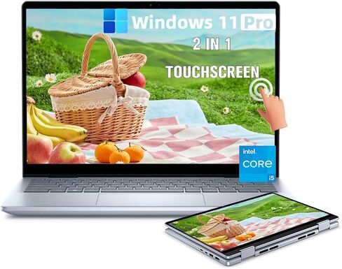 Dell Insipron 14 Touchscreen Laptop - 2-in-1 Computer, Intel 10-Core 5-120U, Windows 11 Pro, Fingerprint Reader, Backlit Keyboard, Wi-Fi 6E, Bluetooth (32GB DDR5 RAM | 1TB SSD) in Saudi Arabia
