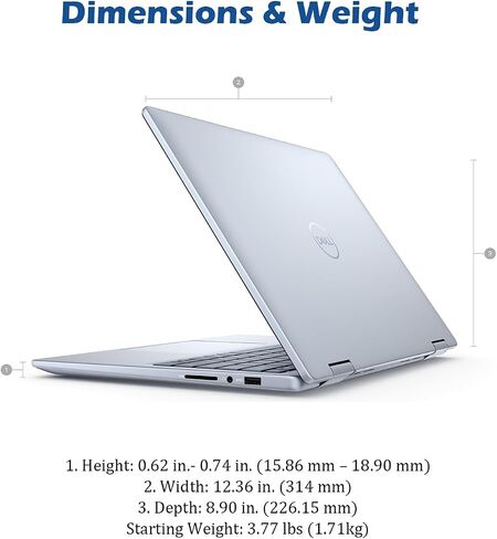 Dell Insipron 14 Touchscreen Laptop - 2-in-1 Computer, Intel 10-Core 5-120U, Windows 11 Pro, Fingerprint Reader, Backlit Keyboard, Wi-Fi 6E, Bluetooth (32GB DDR5 RAM | 1TB SSD) in Saudi Arabia