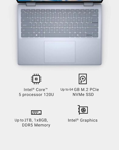 Dell Insipron 14 Touchscreen Laptop - 2-in-1 Computer, Intel 10-Core 5-120U, Windows 11 Pro, Fingerprint Reader, Backlit Keyboard, Wi-Fi 6E, Bluetooth (32GB DDR5 RAM | 1TB SSD) in Saudi Arabia