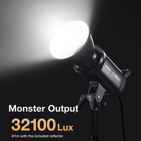 Godox SL100BI مضغوطة LED ضوء الفيديو مع Bowens Mount 100WS 32100LUX@1M 2.4GHz اللاسلكي 2800K-6500KCRI: 96+ TLCI: 97+ 11FX آثار 0-100 ٪ تحكم في تطبيق تعقب الفيديو على youtube تصوير in Saudi Arabia