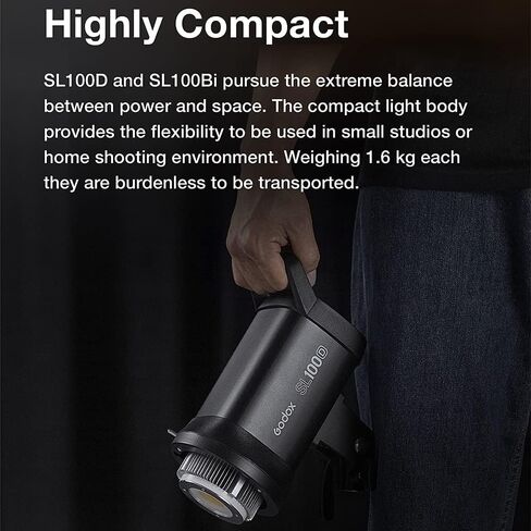 Godox SL100BI مضغوطة LED ضوء الفيديو مع Bowens Mount 100WS 32100LUX@1M 2.4GHz اللاسلكي 2800K-6500KCRI: 96+ TLCI: 97+ 11FX آثار 0-100 ٪ تحكم في تطبيق تعقب الفيديو على youtube تصوير in Saudi Arabia