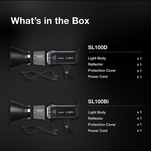 Godox SL100BI مضغوطة LED ضوء الفيديو مع Bowens Mount 100WS 32100LUX@1M 2.4GHz اللاسلكي 2800K-6500KCRI: 96+ TLCI: 97+ 11FX آثار 0-100 ٪ تحكم في تطبيق تعقب الفيديو على youtube تصوير in Saudi Arabia