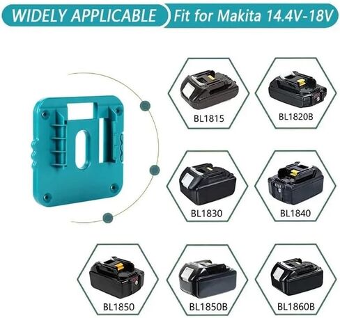 حامل البطارية يعمل لصالح Makita 18V Mounts Mounts Dock ، حامل تخزين البطارية على الحائط متوافق مع BL1820 ، BL1830 ، BL1840 ، BL1850 ، BL1860 (W/SCELS) - 1 حزمة in Saudi Arabia