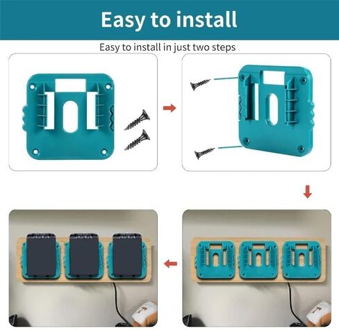 حامل البطارية يعمل لصالح Makita 18V Mounts Mounts Dock ، حامل تخزين البطارية على الحائط متوافق مع BL1820 ، BL1830 ، BL1840 ، BL1850 ، BL1860 (W/SCELS) - 1 حزمة in Saudi Arabia