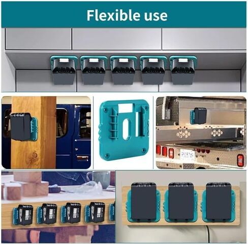 حامل البطارية يعمل لصالح Makita 18V Mounts Mounts Dock ، حامل تخزين البطارية على الحائط متوافق مع BL1820 ، BL1830 ، BL1840 ، BL1850 ، BL1860 (W/SCELS) - 1 حزمة in Saudi Arabia