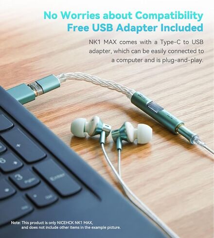 NK1 MAX USB C to 3.5mm Female Headphone Jack Adapter, Hi-Res 32bit/384KHz USBC to Aux Audiophile DAC Dongle Adapter with Silver-Plated OCC Cable, Compatible with iPhone 16/Android/Tablet/PC(Silver) in Kuwait