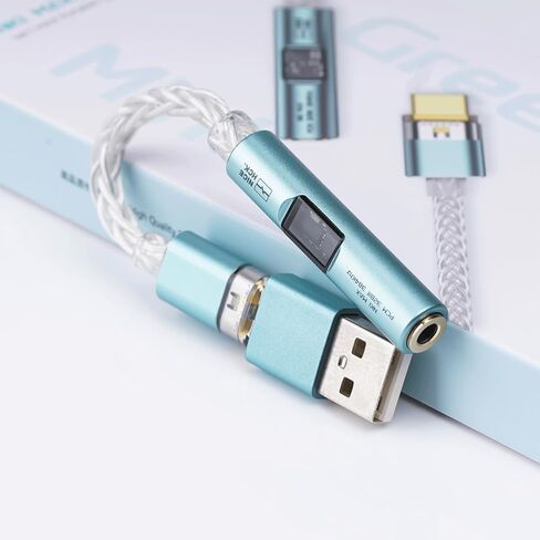 NK1 MAX USB C to 3.5mm Female Headphone Jack Adapter, Hi-Res 32bit/384KHz USBC to Aux Audiophile DAC Dongle Adapter with Silver-Plated OCC Cable, Compatible with iPhone 16/Android/Tablet/PC(Silver) in Kuwait