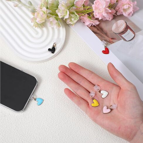 6PCS Heart Shape Dust Plug Charm,Heart-Shaped Type C Dust Plug Charm, Dusts Plugs Charms Type C, for Charging Port, Compatible with All Type-C Devices, 6 Colors in Saudi Arabia