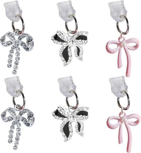 USB C Dust Plug-POR PORT PLUT PROTECTORS لشحن منفذ الشحن ، غطاء مكافحة الغبار لأجهزة النوع C ، ديكور سحر الهاتف للنساء والبنات ، 6 حزم in Kuwait