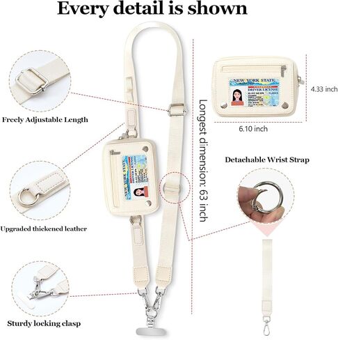 Clip and Go Strap for Phone with Wallet Crossbody Adjustable Phone Lanyard with Detachable Wristlet Wallet Phone Strap in Saudi Arabia