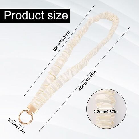 Long Stretchy Scrunchie Lanyard with Detachable Scrunchy Chain, Adjustable Neck Cord for Smartphones ID Badges Keys Versatile Accessory for Women & Men (Beige) in Saudi Arabia