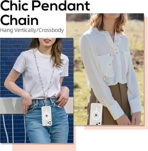 Universal Phone Lanyard Crossbody Neck Strap with Natural Stone Crystal Charm - Anti-Lost Wrist Strap Cellphone Chain Accessories for Keys Wallet ID Badge, Colorful in Kuwait