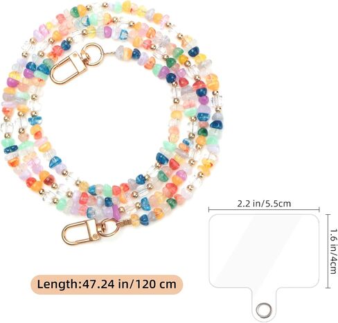 Universal Phone Lanyard Crossbody Neck Strap with Natural Stone Crystal Charm - Anti-Lost Wrist Strap Cellphone Chain Accessories for Keys Wallet ID Badge, Colorful in Kuwait