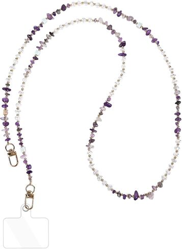 Universal Phone Lanyard Crossbody Neck Strap with Natural Stone Crystal Charm - Anti-Lost Wrist Strap Cellphone Chain Accessories for Keys Wallet ID Badge, Colorful in Kuwait