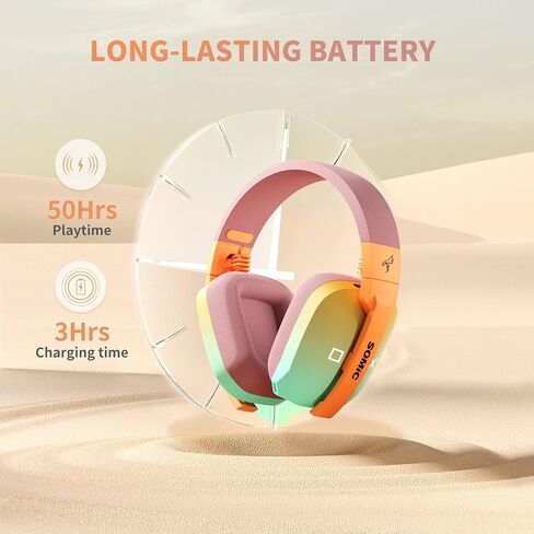 SOMIC G810 Wireless Headset 2.4G Low Latency Headset for PC PS4 PS5 Laptop, Bluetooth 5.2 Wireless Headphone with Built-in Mic, 50H Playtime, RGB Light Foldable for Gamer (Xbox Only Work in Wired) in Kuwait