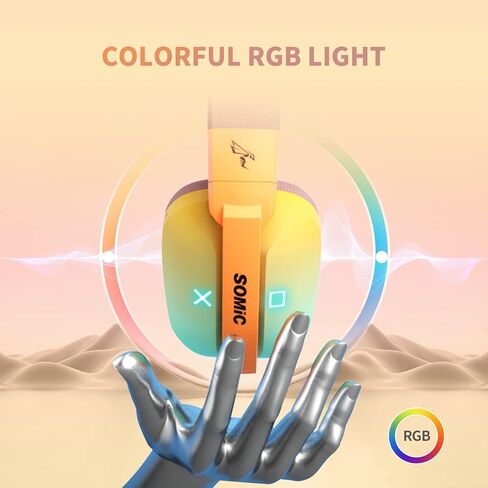 SOMIC G810 Wireless Headset 2.4G Low Latency Headset for PC PS4 PS5 Laptop, Bluetooth 5.2 Wireless Headphone with Built-in Mic, 50H Playtime, RGB Light Foldable for Gamer (Xbox Only Work in Wired) in Kuwait