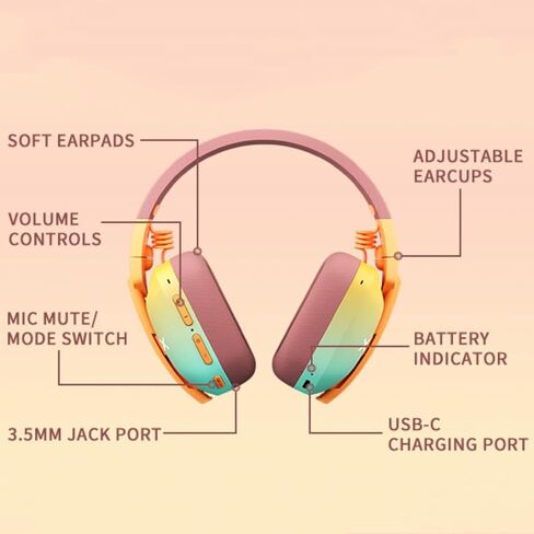 SOMIC G810 Wireless Headset 2.4G Low Latency Headset for PC PS4 PS5 Laptop, Bluetooth 5.2 Wireless Headphone with Built-in Mic, 50H Playtime, RGB Light Foldable for Gamer (Xbox Only Work in Wired) in Kuwait