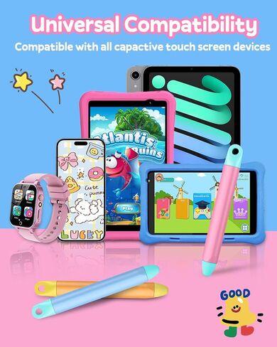 Kid-Friendly Stylus Pen for Touch Screens, 3 Pack Kids Tablet Stylus for iPad, iPhone, Fire Tablet, Fire Kids, Samsung Tablets and All Touch Screen Devices, Safe Stylus Pen for Kids (Only Pens) in Kuwait