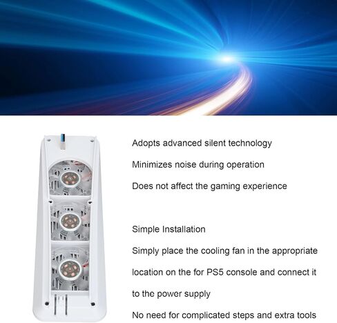 Zunate Cooling Fan for USB External Cooler with Blue Lamp, Quiet Game Console Cooler Fan, 3 Fan Turbo Temperature Control Cooling Fans (Black) in Saudi Arabia