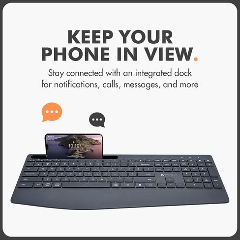 X9 Performance Performance Elreless Wireless Keyboard and Mouse Combo - Bluetooth + 2.4g - Multisync ، Dock Phone ، Wrist Rest ، Silent Keys - Slim Wireless Mouse and Keyboard Combo - للكمبيوتر الشخصي ، Mac ، iOS ، Android in Kuwait
