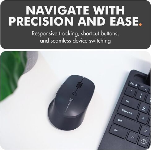 X9 Performance Performance Elreless Wireless Keyboard and Mouse Combo - Bluetooth + 2.4g - Multisync ، Dock Phone ، Wrist Rest ، Silent Keys - Slim Wireless Mouse and Keyboard Combo - للكمبيوتر الشخصي ، Mac ، iOS ، Android in Kuwait