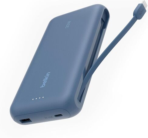 Belkin Portable Charger, Power Bank with Integrated Cable 20000 mAh 30W - Fast Charging USB C Power Delivery, iPhone Charger - iPhone 16 Series, iPad Pro, Galaxy S25 Series, & More - Black in Saudi Arabia