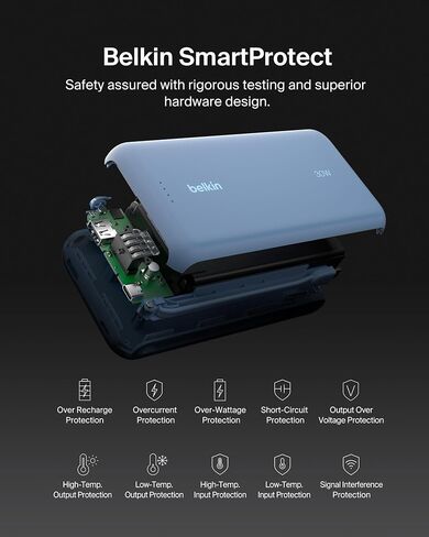 Belkin Portable Charger, Power Bank with Integrated Cable 20000 mAh 30W - Fast Charging USB C Power Delivery, iPhone Charger - iPhone 16 Series, iPad Pro, Galaxy S25 Series, & More - Black in Saudi Arabia