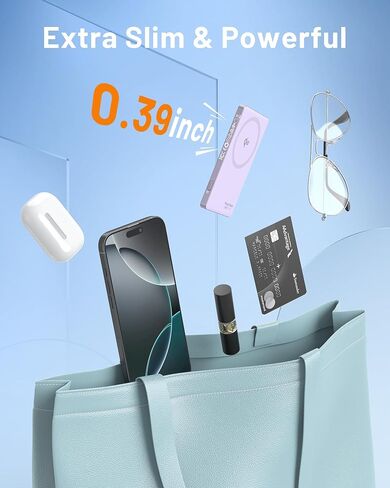 MagSafe Battery Pack Qi2 Certified 15W Fast Wireless Charging Power Bank 5000mAh,0.39" Ultra Slim Magnetic Portable Charger, PD20W USB C Cable, Travel Charger for iPhone 16/15/14/13/12 Series in Saudi Arabia
