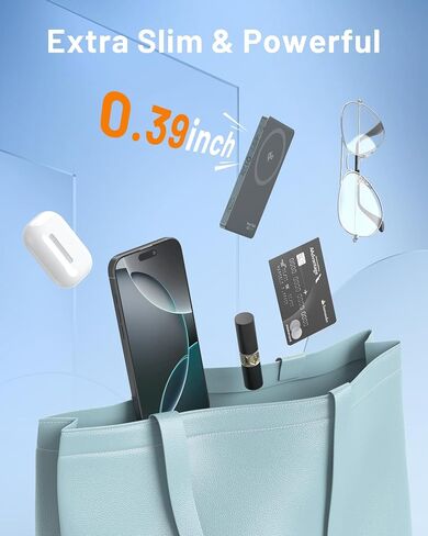 Magsafe Battery Pack QI2 معتمد 15 واط لاسلكي شحن سريع بنك الطاقة 5000 مللي أمبير ، 0.39 "شاحن محمول مغناطيسي للغاية ، كابل PD20W USB C ، شاحن السفر لـ iPhone 16/15/14/13/12 in Kuwait