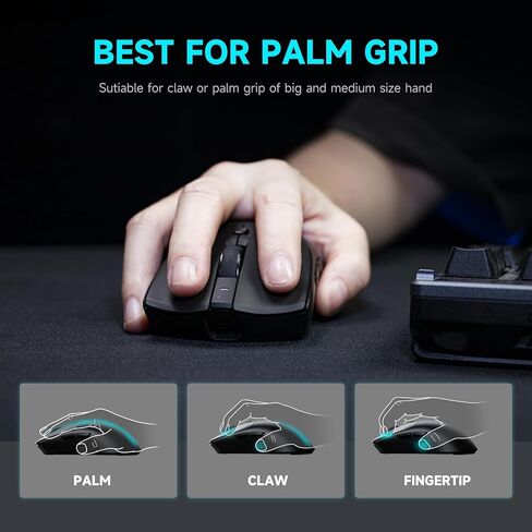 RAWM MH01PRO Wireless 8K Mouse Lightweight Gaming Mouse ، PAW 3950 Sensor Optical ، 30000 DPI ، تصميم swapple الساخن ، بطارية 600 مللي أمبير في الساعة ، والبراعة الإلكترونية وفئران ألعاب FPS ، و 8K Dongle مشمولة in Kuwait
