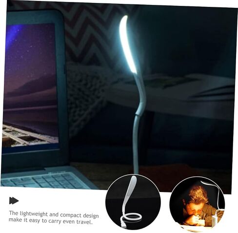 Doitool USB قابلة للضوء مصباح مصباح مصباح القراءة المحمولة للقراءة للمنزل والسفر مرنة لتصميم مرن لجهاز الكمبيوتر المحمول بجانب التخييم في الهواء الطلق مضغوط ضوء الليل in Kuwait