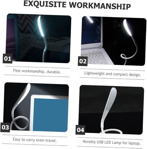 Doitool USB قابلة للضوء مصباح مصباح مصباح القراءة المحمولة للقراءة للمنزل والسفر مرنة لتصميم مرن لجهاز الكمبيوتر المحمول بجانب التخييم في الهواء الطلق مضغوط ضوء الليل in Kuwait