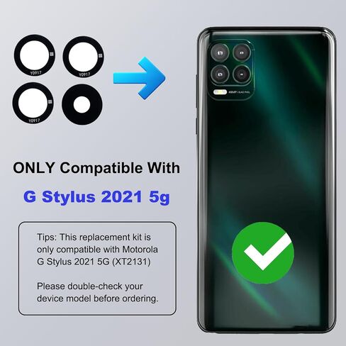 2 حزمة الجزء الخلفي العدسة استبدال جزء متوافق مع Motorola G Stylus 2021 5G XT2131 Series ، يشمل دليل ومجموعة الأدوات in Saudi Arabia