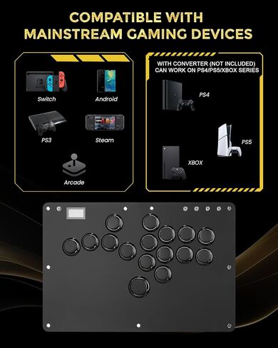 JZW-Shop Haute42 Arcade Stick T13, All-Button Arcade Controller for Switch/PC/PS4/PS3 /Steam Deck, Slim Arcade Fight Stick Game Keyboard with Turbo & Custom RGB, Supports Hot-Swap & SOCD in Kuwait