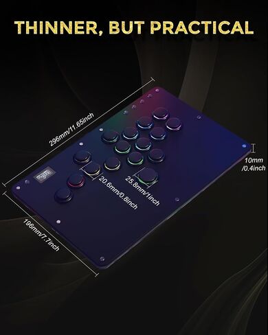 JZW-Shop Haute42 Arcade Stick T13, All-Button Arcade Controller for Switch/PC/PS4/PS3 /Steam Deck, Slim Arcade Fight Stick Game Keyboard with Turbo & Custom RGB, Supports Hot-Swap & SOCD in Kuwait