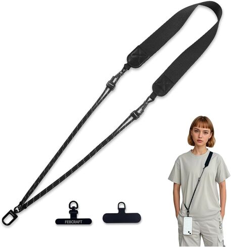 Phone Lanyard Crossbody - حزام هاتف قابل للتعديل ومريح للسفر ، والاستخدام في الهواء الطلق ، والاستخدام اليومي ، وملاءمة عالمية للرجال والنساء (أسود) in Kuwait