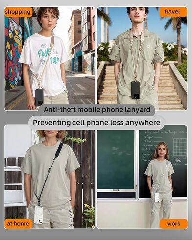 Phone Lanyard Crossbody - حزام هاتف قابل للتعديل ومريح للسفر ، والاستخدام في الهواء الطلق ، والاستخدام اليومي ، وملاءمة عالمية للرجال والنساء (أسود) in Kuwait