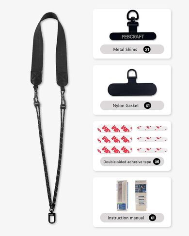 Phone Lanyard Crossbody - حزام هاتف قابل للتعديل ومريح للسفر ، والاستخدام في الهواء الطلق ، والاستخدام اليومي ، وملاءمة عالمية للرجال والنساء (أسود) in Kuwait