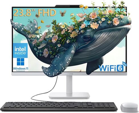 Lenovo 24 All-in-One Desktop Computer for Home Office, 23.8" FHD Business AIO, Intel 8-Core Processor (Beat i5-1140G7), 32GB DDR4 RAM, 1TB PCIe SSD, WiFi 6, Bluetooth 5.2, Windows 11 Pro(Renewed) in Saudi Arabia