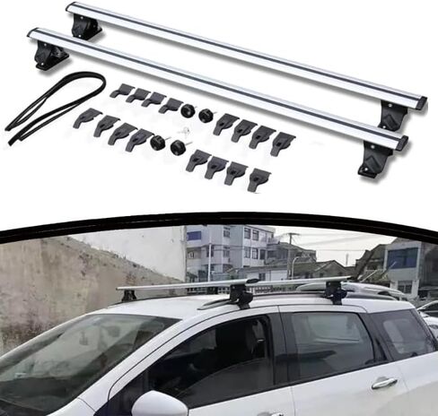 2pcs سقف السكك الحديدية رف المتقاطع قضبان قفل ألواح الألومنيوم تناسب نيسان سنترا (الفضة) in Kuwait